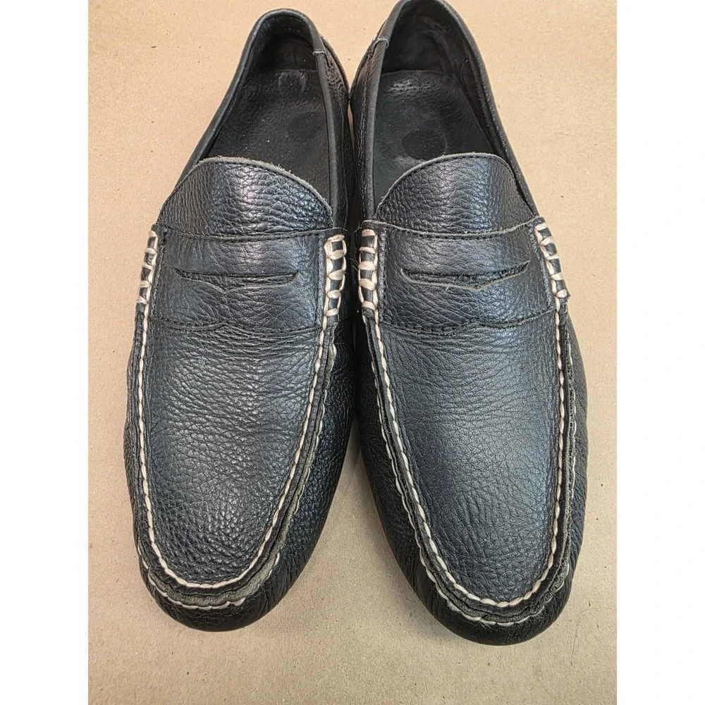 Polo Ralph Lauren (Sz 9 D) Telly Driving Shoes Loafers Black Pebbled Leather